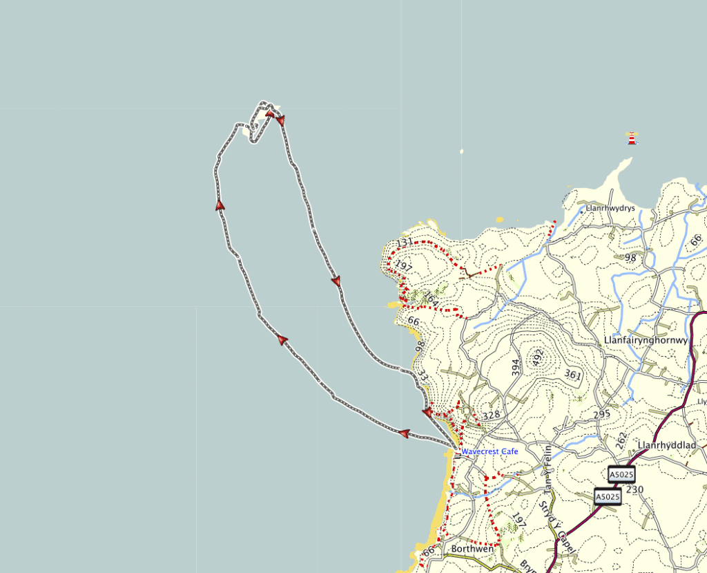 Map of the Skerries and our GPS track