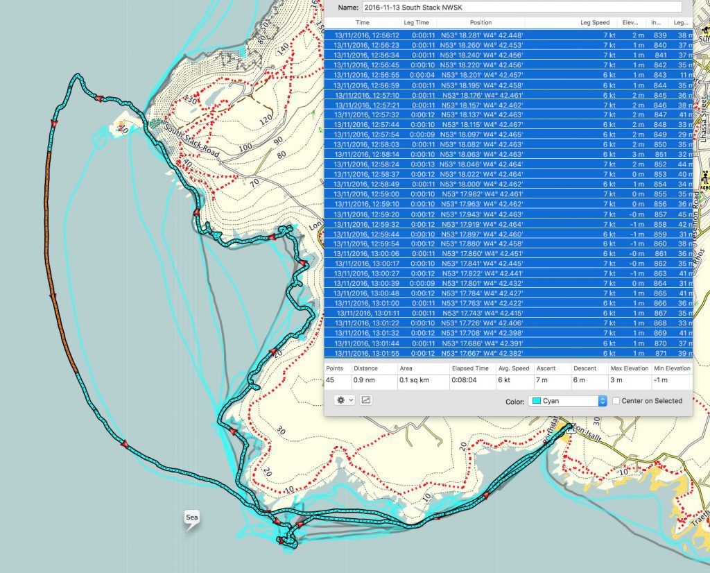 Our track: Nice speed coming back on the South Stack flow!