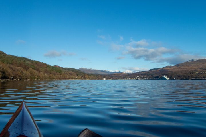 Snow capped mountains above Garelochhead